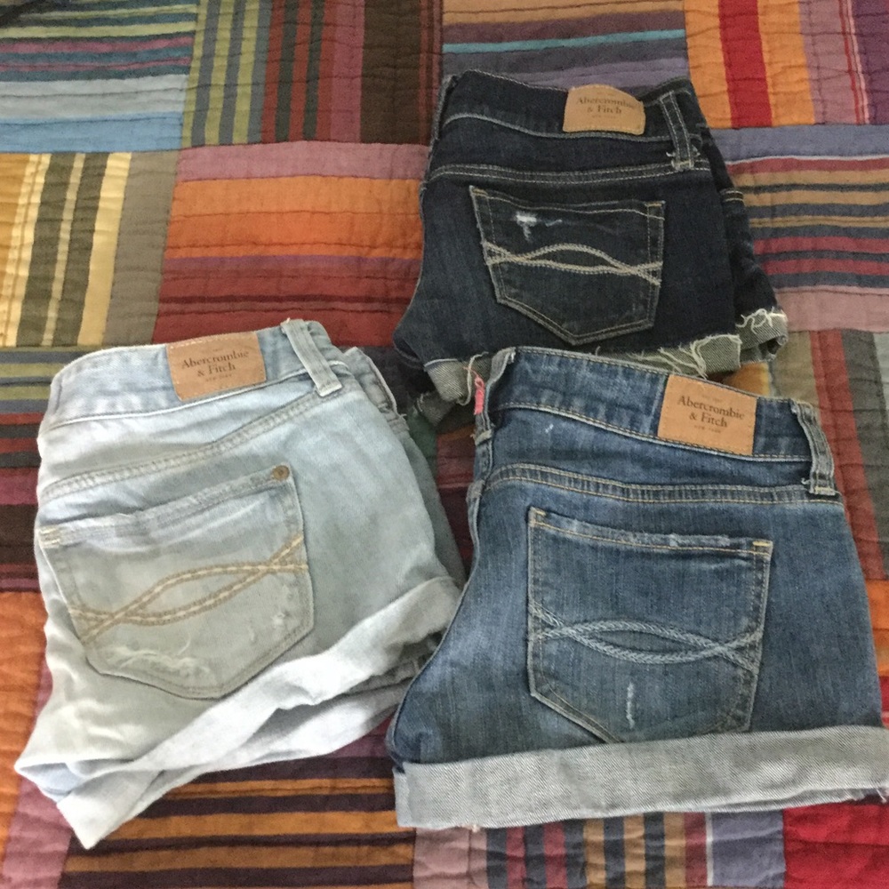 3 pairs Abercrombie and fitch jean shorts size 0