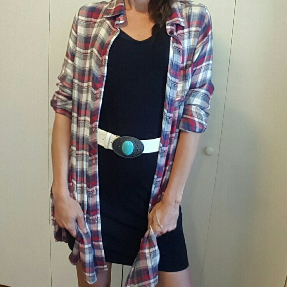 BOGO! Plaid button down LONG shirt/dress
