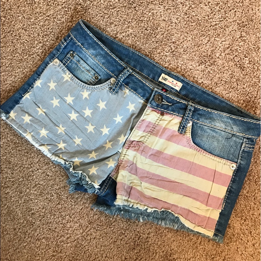 American Flag Jean Shorts