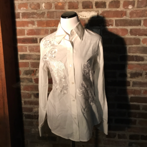 Ellen Tracy White Button Down Embroidered Size 6