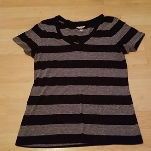 Gray and Black Stripped Tee Shirt - Old Navy