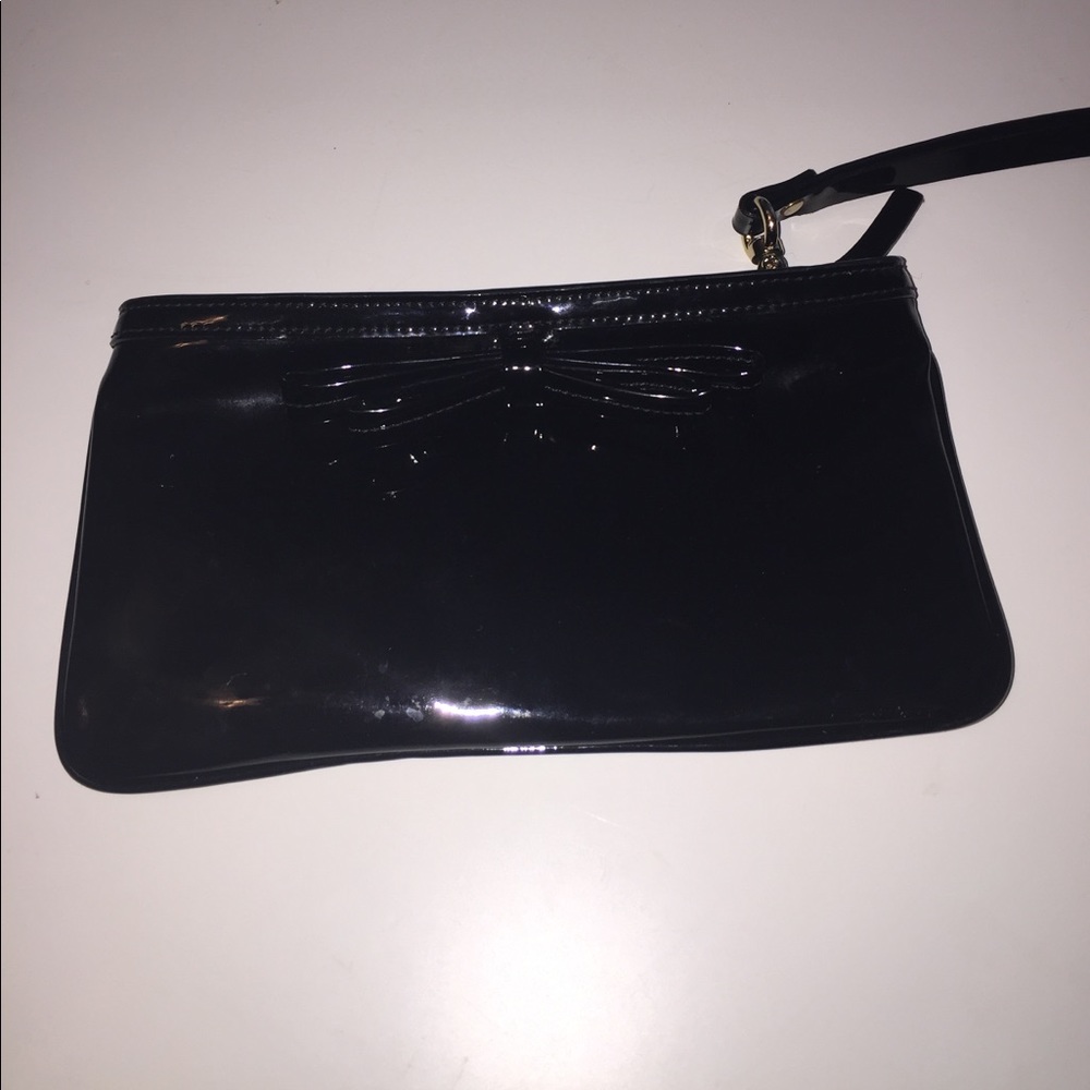 Black Kate Spade clutch with black bow