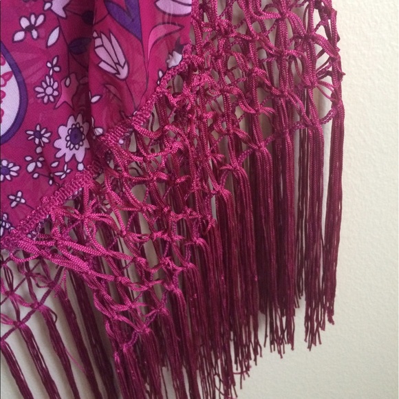 New! Boho Bohemian Violet Festival Fringe Kimono - Picture 6 of 8