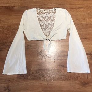 Bell Sleeve Crochet Crop Top