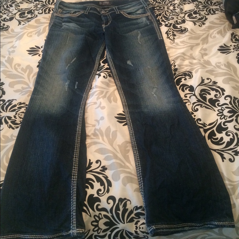 Destructed Silver Jeans