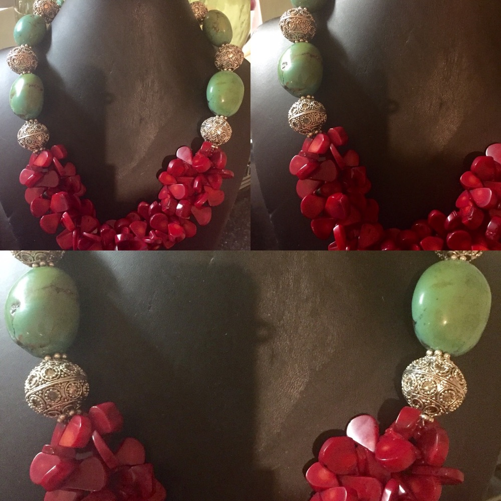 SOLD-SOLD-SOLD--Turquoise and Coral Necklace