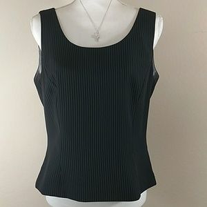 TAHARI Black Pinstripe Sleeveless V-Neck Shirt 12