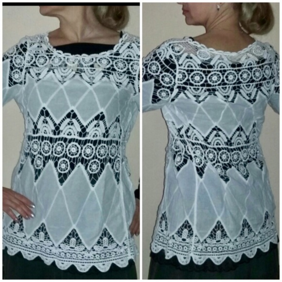 White Lace Beach Bikini Coverup Sexy Tunic Dress - Picture 5 of 7