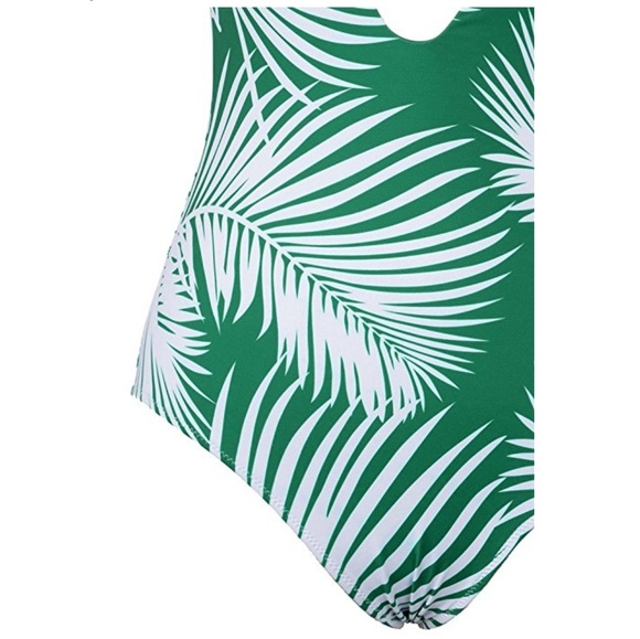 Palm Leaf Deep V neck one piece swimsuit, size L - Picture 4 of 5
