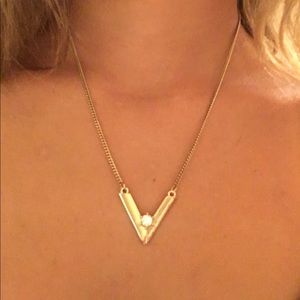 Arrow (faux) Gold Necklace with Diamond in middle