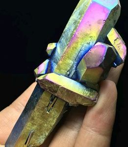 Rainbow aura natural platinum quartz