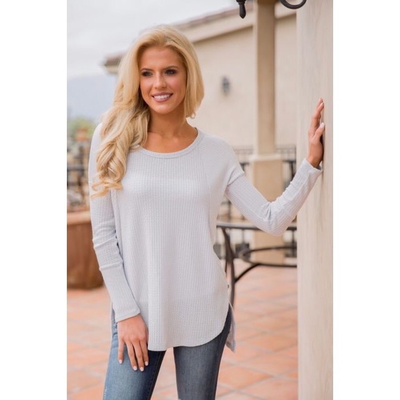 1 DAY CLEARANCE* New M grey waffle tunic top - Picture 4 of 5