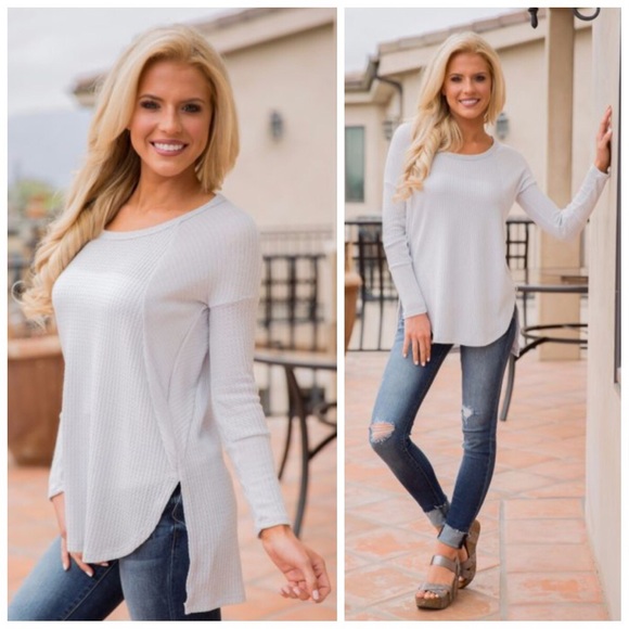 Tops - 1 DAY CLEARANCE* New M grey waffle tunic top
