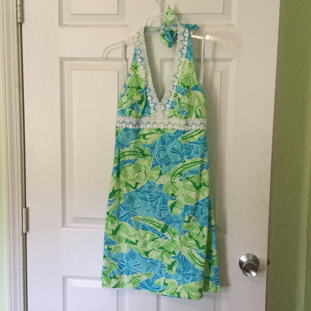 Size 2 - Lilly Pulitzer - green/blue halter dress