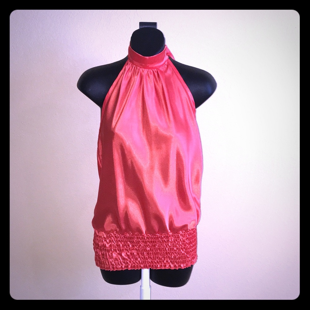 Orange candies satin halter top