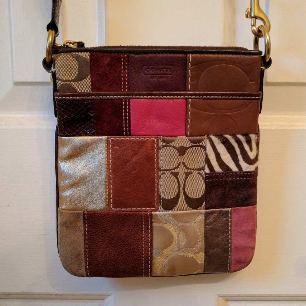 Brown Coach Patchwork Crossbody