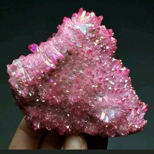 Nice size pink crystal coated titanium aura