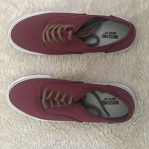 Maroon canvas style sneakers