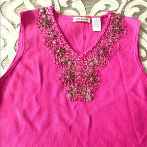 Pink tank with beading
