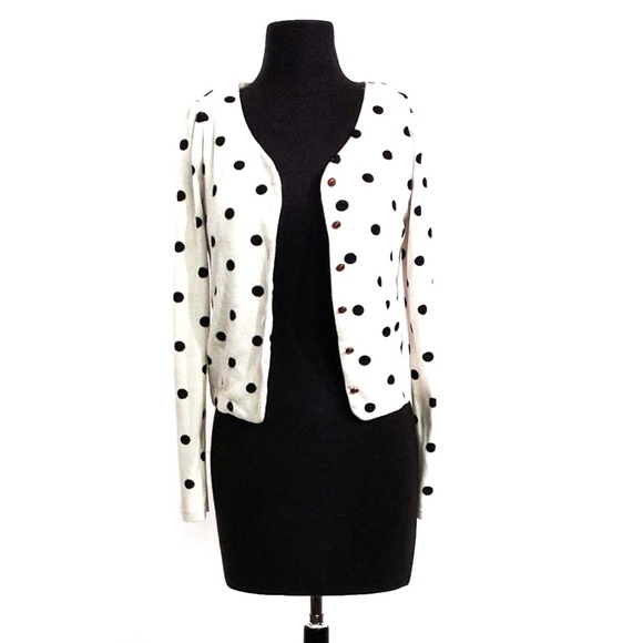 White and black cardigan with gold buttons. - Picture 2 of 2