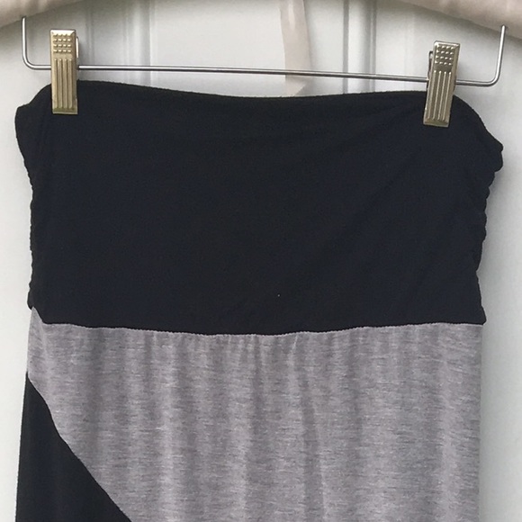 Black and gray fold over waist maxi skirt. - Picture 4 of 4