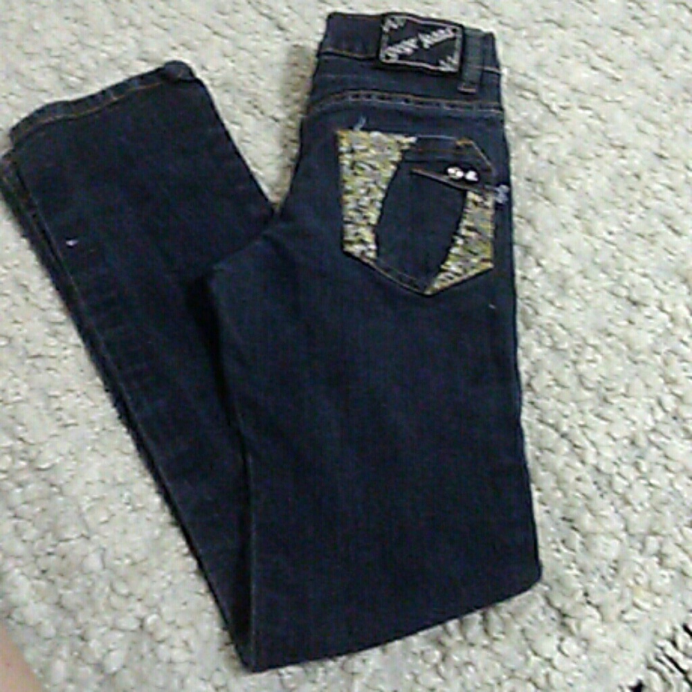 Girls metallic pocket skinnies