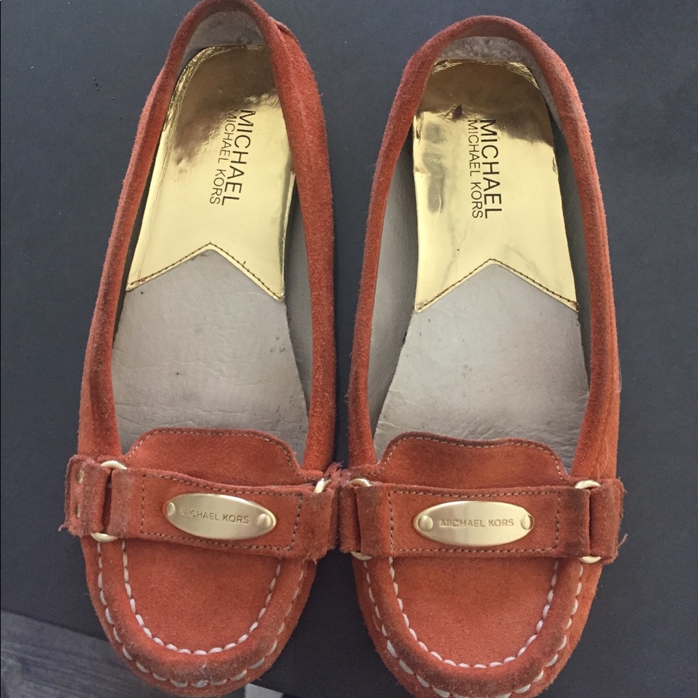 Orange Suede MK loafers