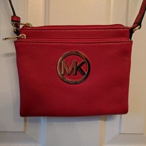 Michael Kors Red Leather Crossbody Bag