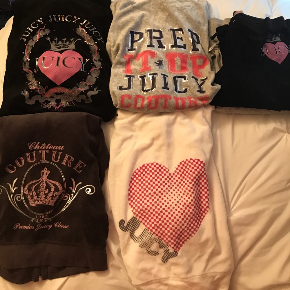 4 juicy couture sweatshirts with 2 sweatpants
