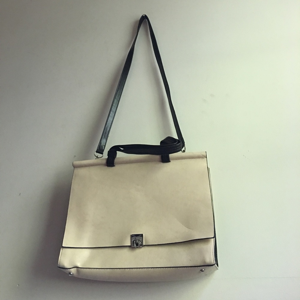 Cream leather satchel
