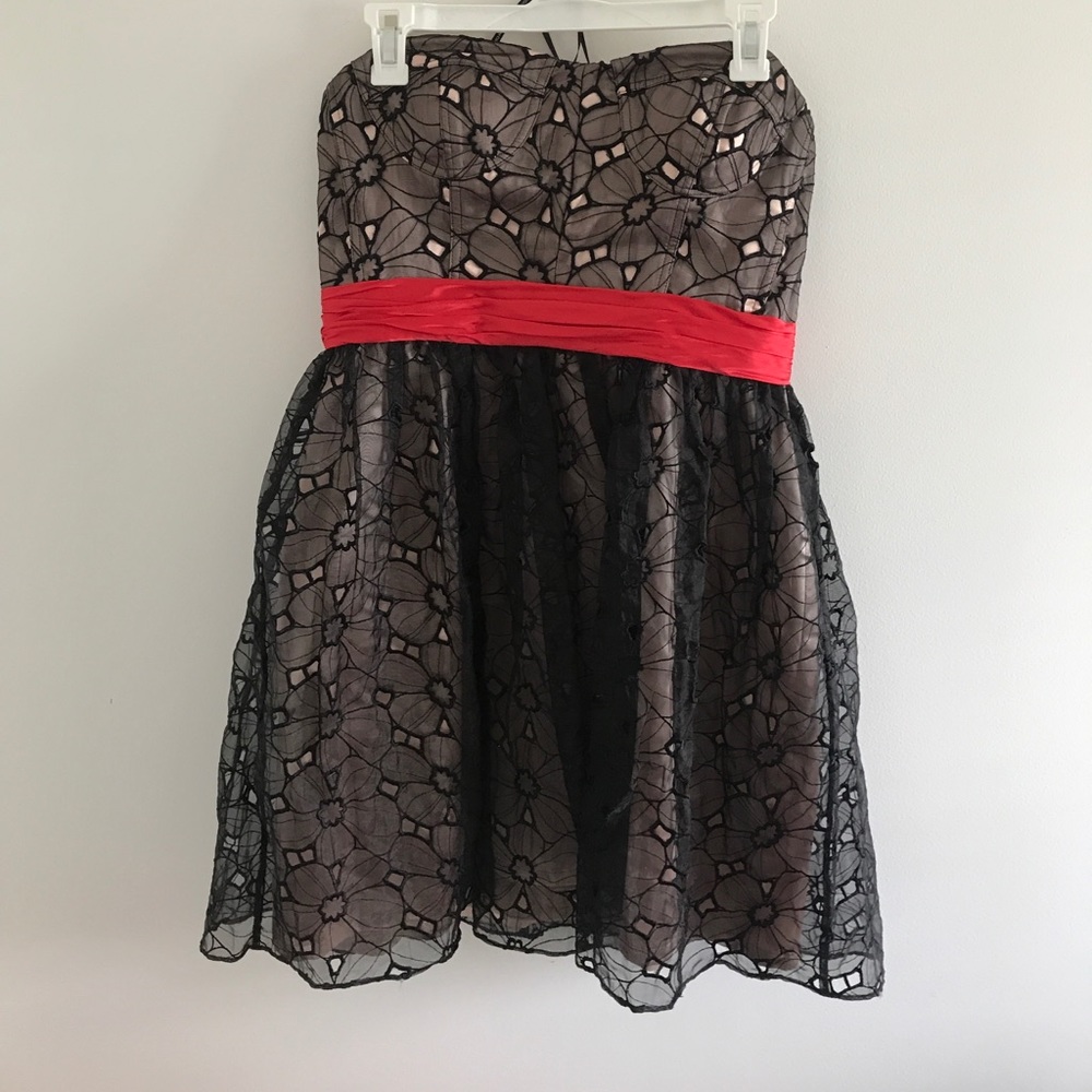 Phoebe Couture strapless bustier cocktail dress