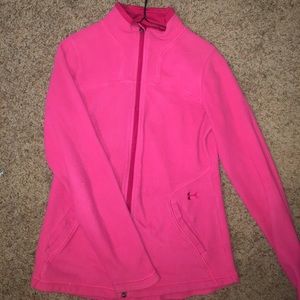 Pink under armour fleece zip up jacket