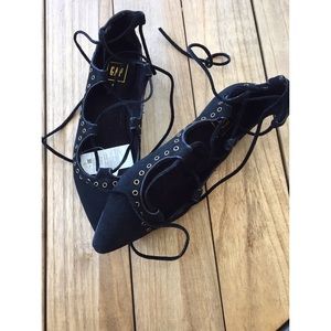 Gap Suede Lace-up Ballet Flats