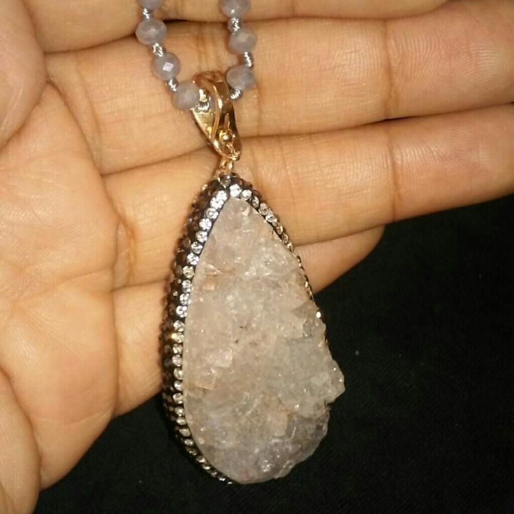 Natasha Accessories Geode Crystal Necklace