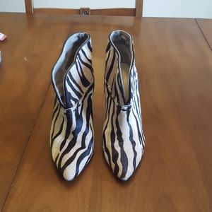 Nine West Zebra print faux fur booties