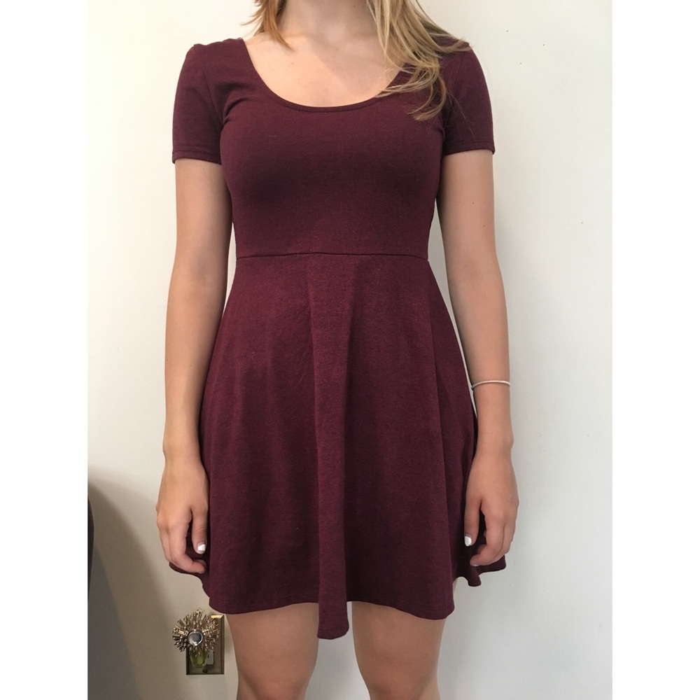 Beautiful Maroon T-Shirt Material Dress