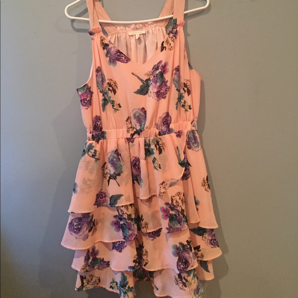 Pink floral dress with Layered bottom