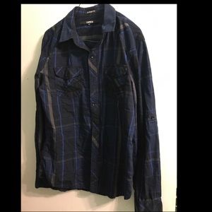 Plaid men's button up shirt