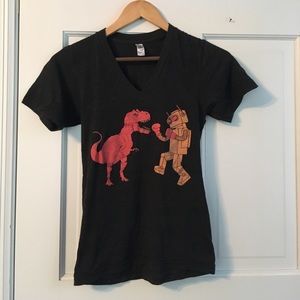 Dinosaur vs. robot T shirt