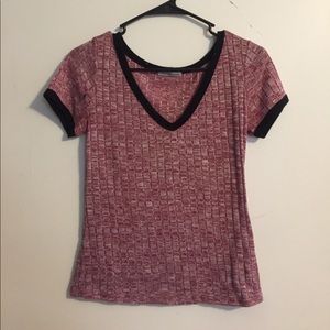 Red v-neck tee