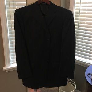 Men's black pinstripe suit