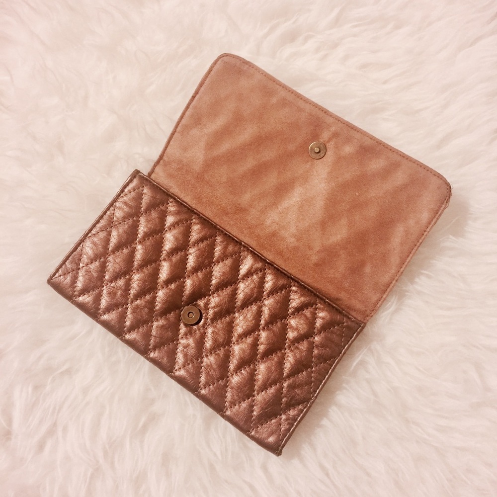 Nine West Bronze Quilted Leather Clutch - Picture 5 of 7