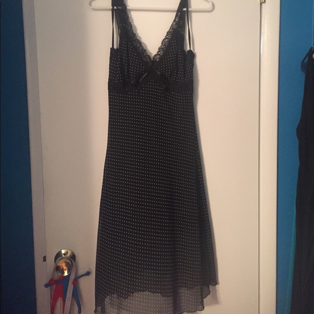 Black dress with white polka dots