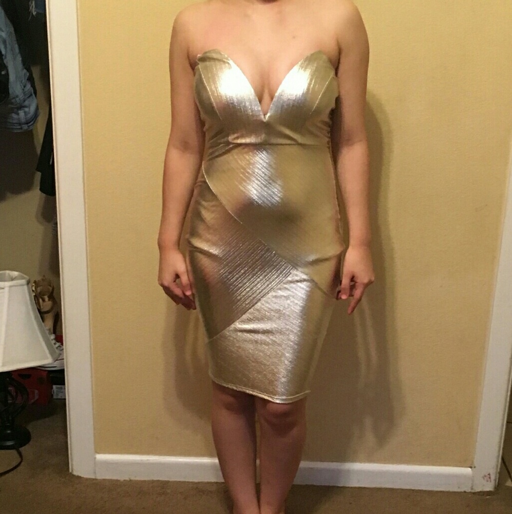 Sexy gold fashionova knee length dress