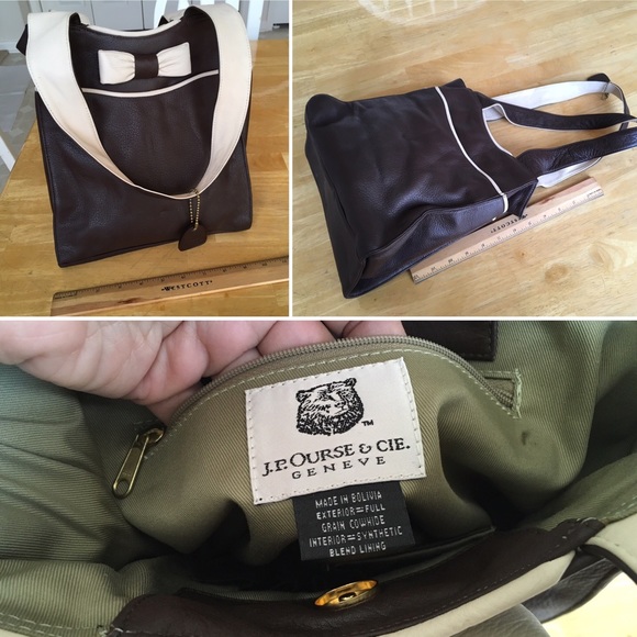 Cowhide Grain Leather Bow Handbag purse storage - Picture 2 of 7