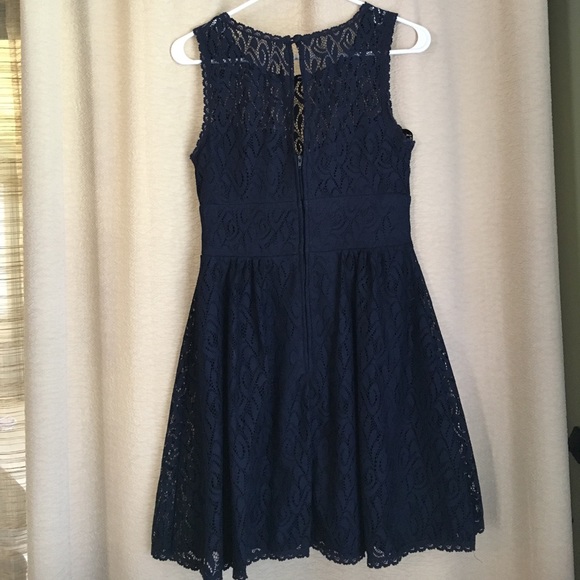 Navy Lace Short Dress - Picture 2 of 3