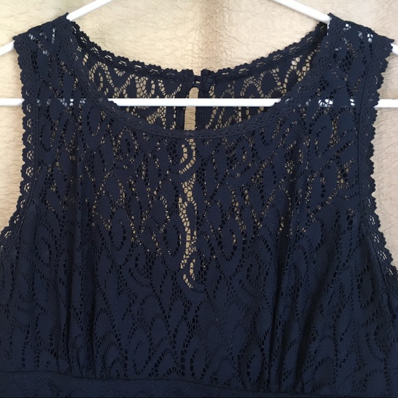 Navy Lace Short Dress - Picture 3 of 3