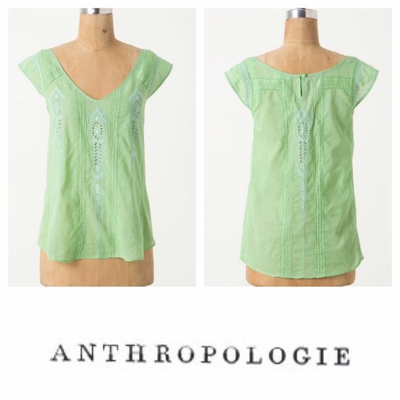 Anthropologie Tops - Anthropologie Pierced Mint Top Meadow Rue