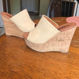 Nude mule Wedges