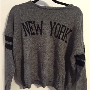 Brandy Melville "New York" grey knit sweater
